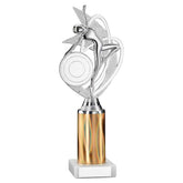 SILVER/GOLD 'DANCE/GYM' FIGURE ASSEMBLED ON MARBLE (2" CEN/3" TUBE) - 10in